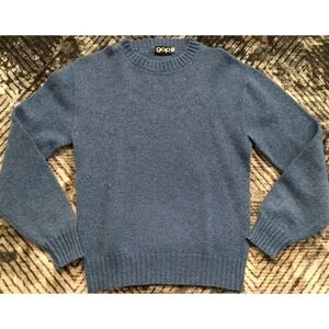 Vintage Gap Sweater Mens Small Blue Knit 90s Y2K Crew Neck Ribbed Collar Hem